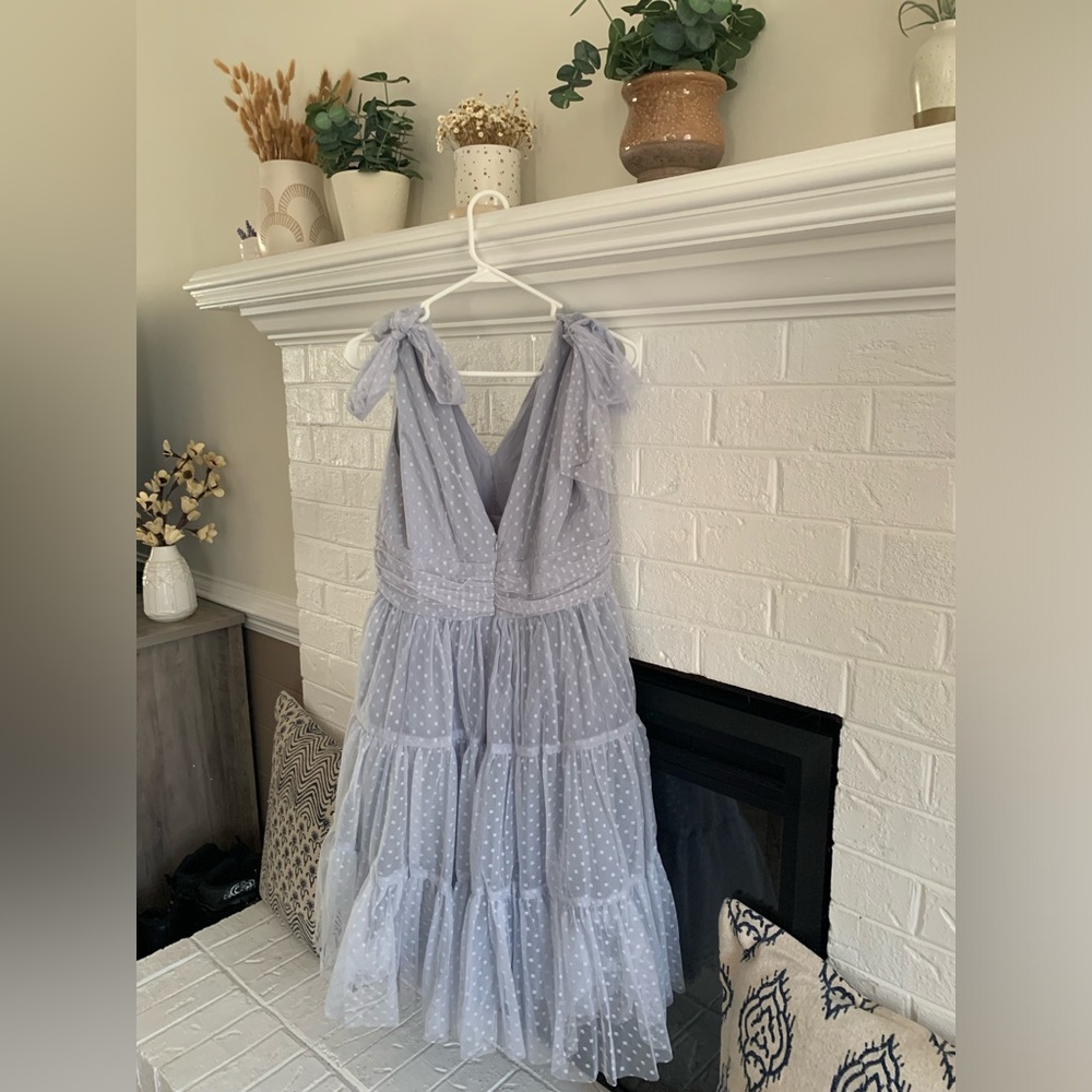 The Mint Julep Boutique gray/light blue party dress, size medium, never worn